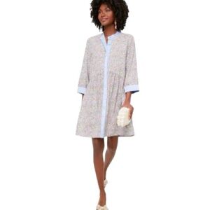 Tuckernuck Poppy Floral Royal Icy Blue Floral Shirt Dress Size XXS